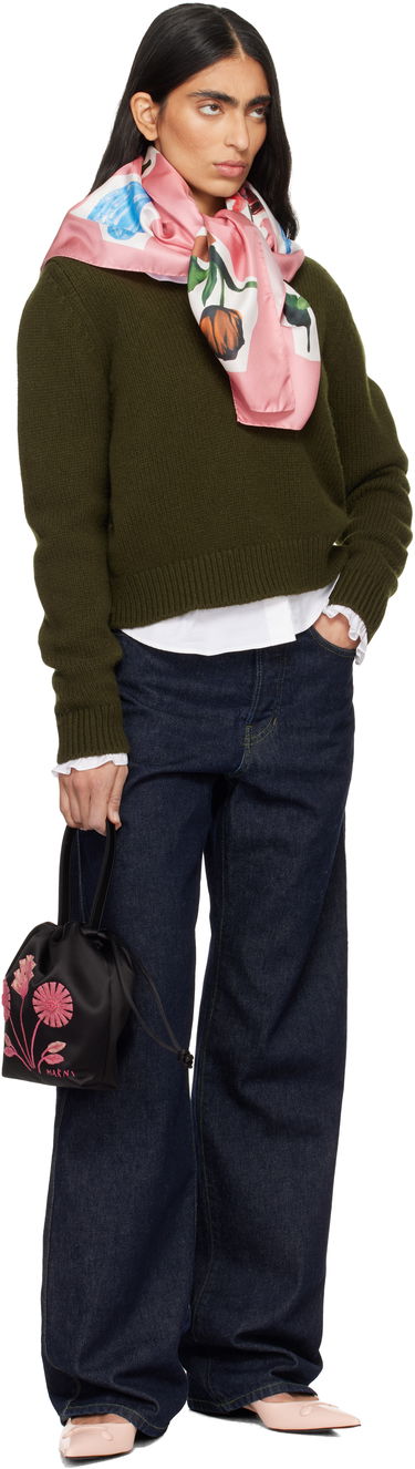 Kabelka Marni Small Scrunchie Floral Embroidered Drawstring Pouch Čierna | BMMP0164L0 P8534, 3