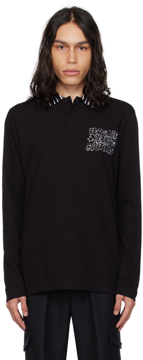 Tričko Versace Jeans Couture Embroidered Polo Tee Čierna | E75GAGT12_ECJ01T, 0