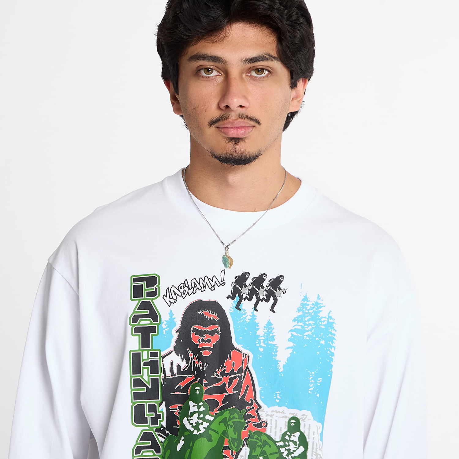 Tričko BAPE A BATHING APE Bape Graphic Relaxed Fit Long Sleeve Tee Biela | 001LTL801309MWHT, 1