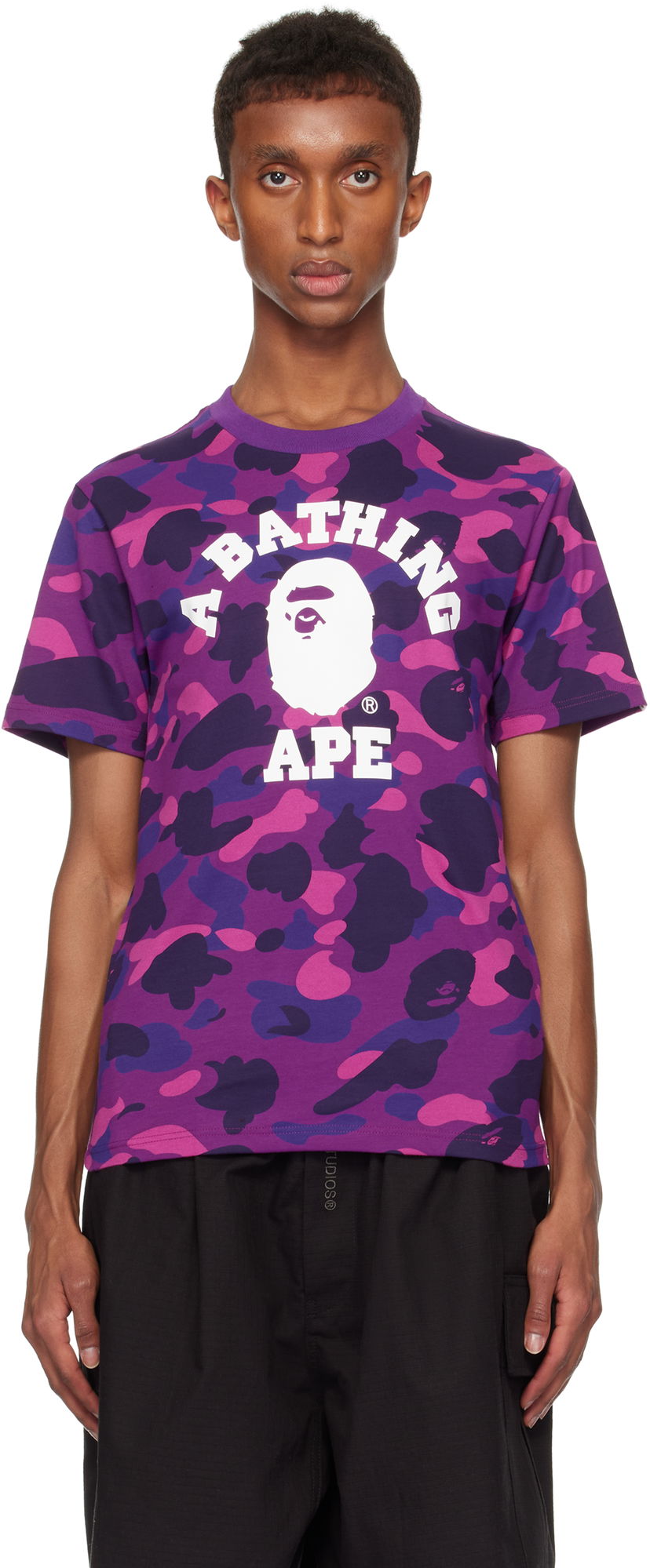 Tričko BAPE Camo College T-shirt Fialová | 001CSK301002M