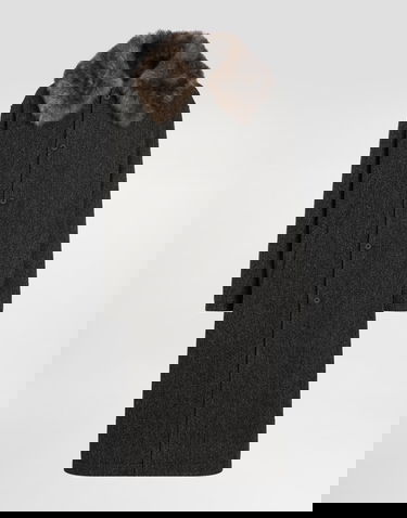 Kabáty Dolce & Gabbana Wool Chevron Coat with Fur Collar Šedá | G047VZFC2E6S8030, 0