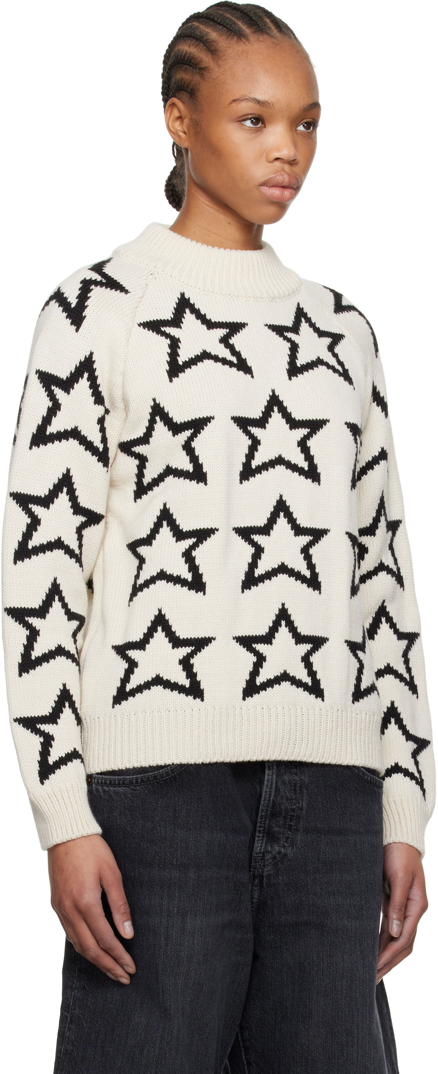 Sveter RE/DONE Re/Done Mock Neck Star Sweater Biela | 797-10WMSTPUL, 1
