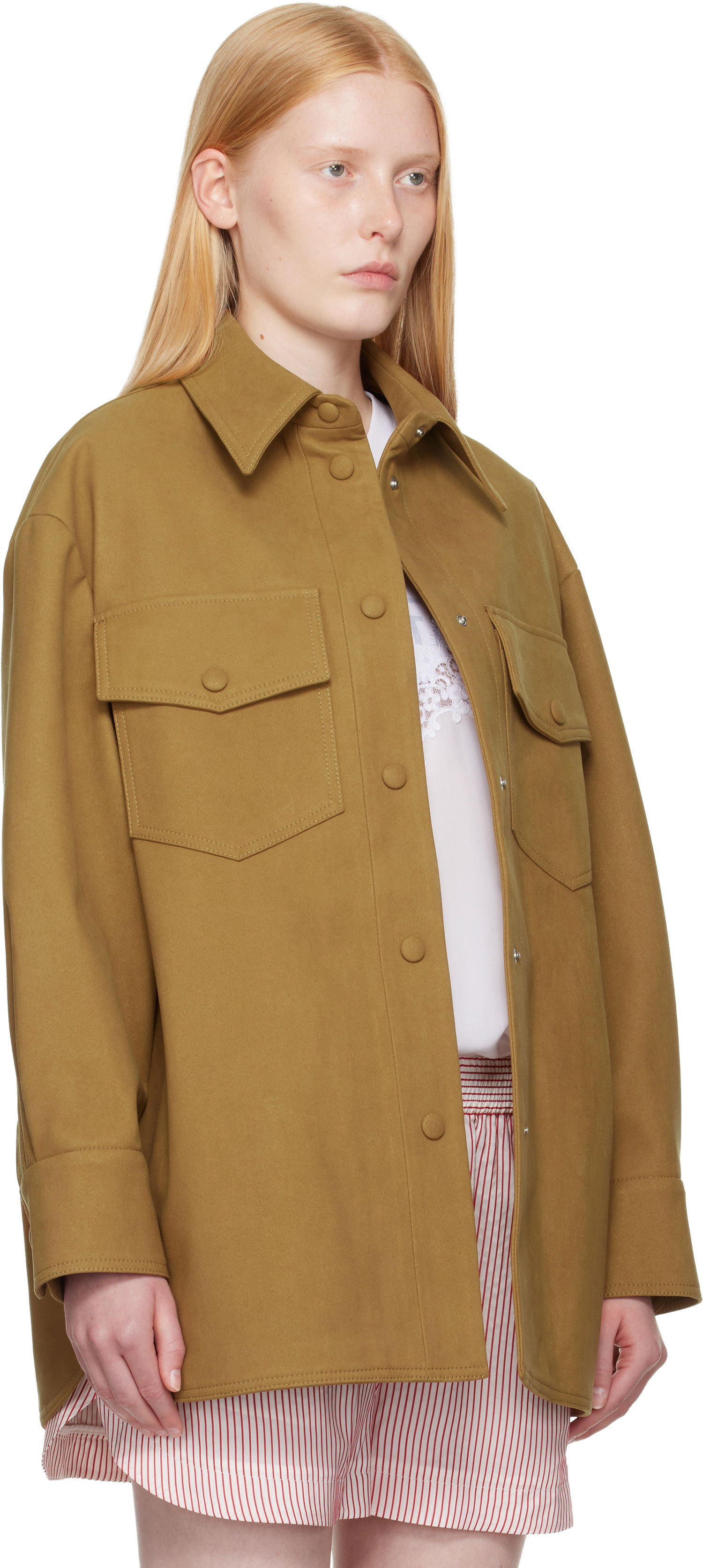 Bunda Stella McCartney Stella McCartney Faux-Suede Overshirt Hnedá | 6601253GU309, 1