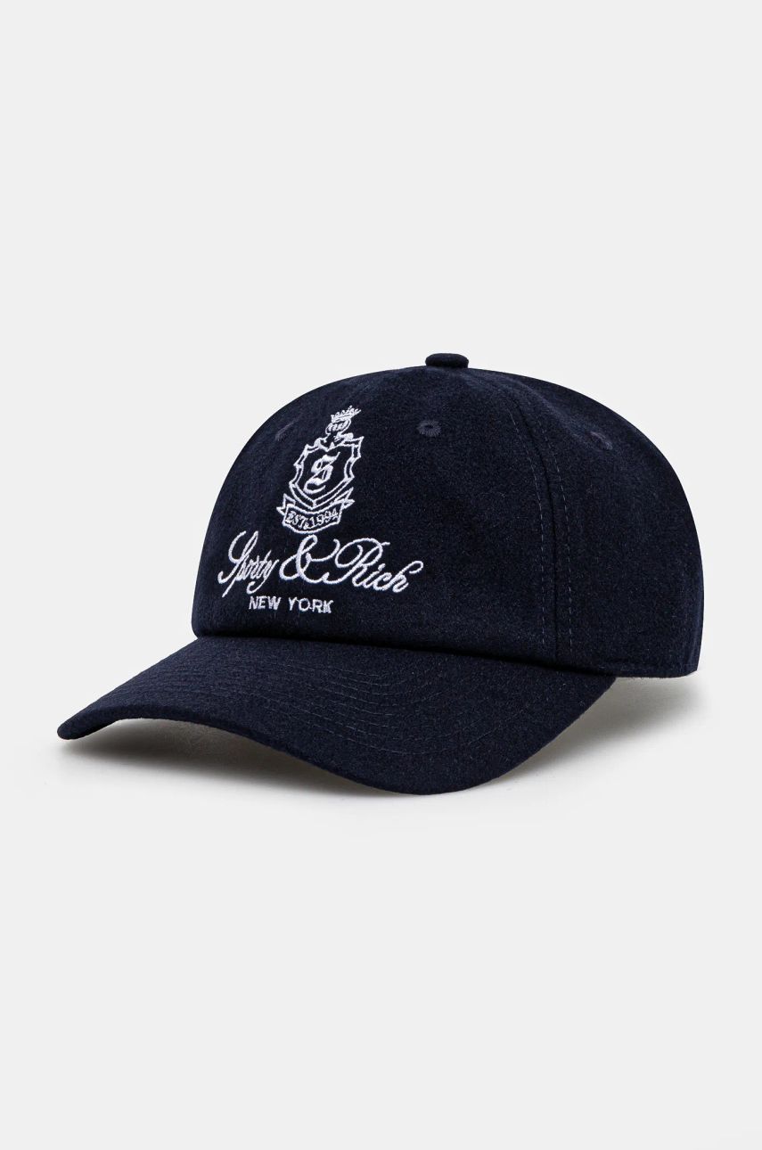 Šiltovka Sporty & Rich Vendome Wool Appliqué Baseball Cap Navy | AC040506205BL32, 0