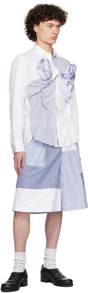 Košeľa Comme des Garçons Comme des Garçons Poplin & Stripe 3D Roses Shirt Modrá | FO-B042-S25, 3