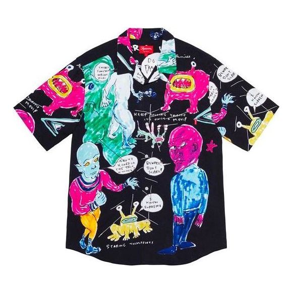 Košeľa Supreme Daniel Johnston Rayon Short Sleeve Shirt Čierna | SUP-SS20-632