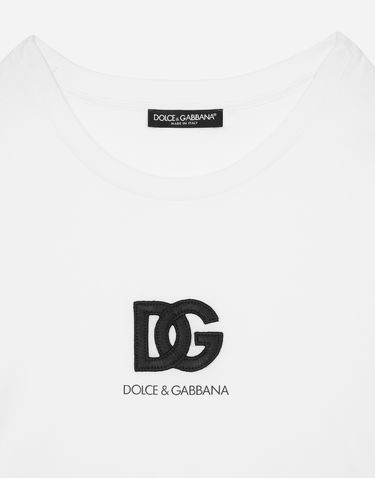 Tričko Dolce & Gabbana Short-sleeved T-shirt With Dg Logo Patch Biela | G8PN9ZG7M2FW0800, 2
