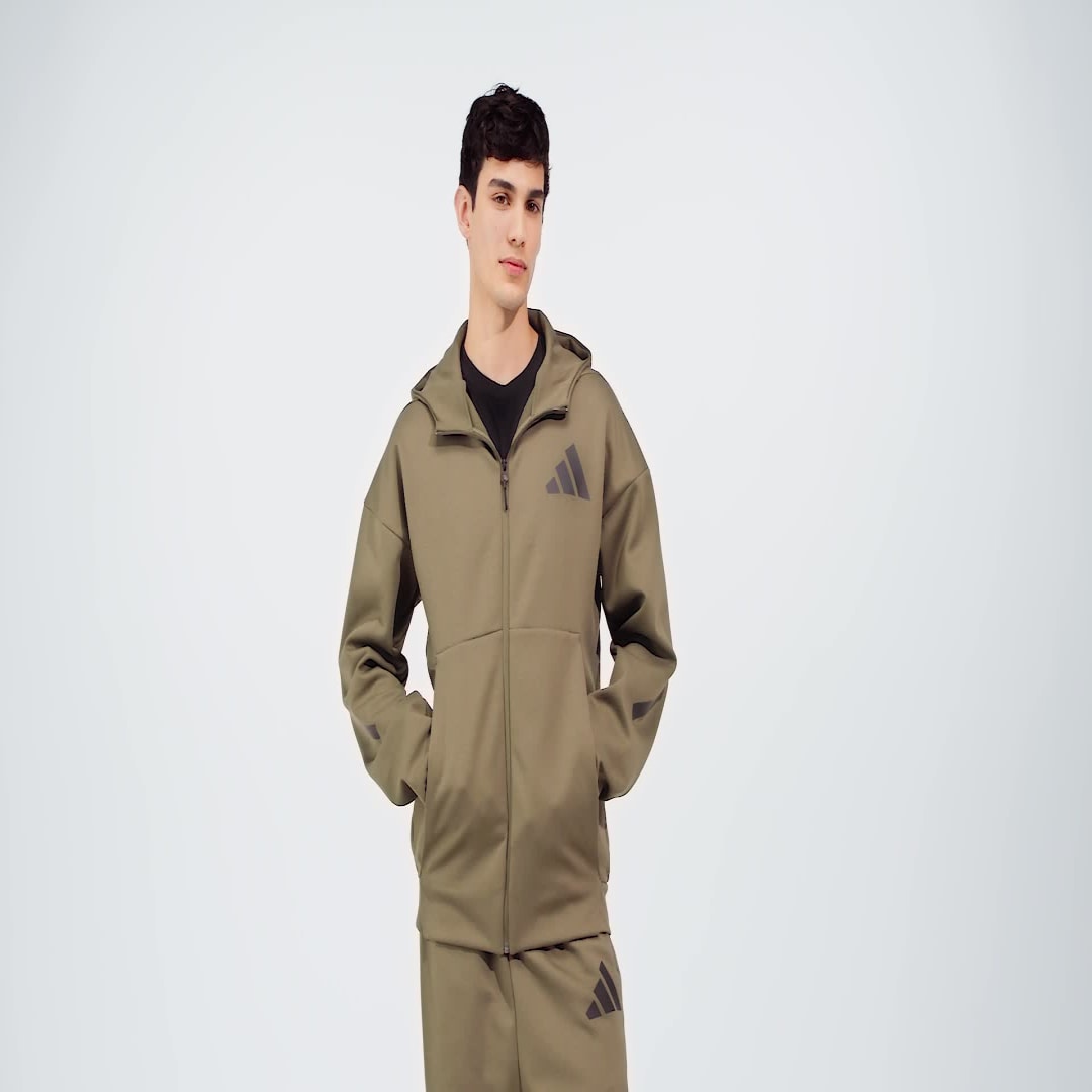 Mikina adidas Performance Z.N.E. Full-Zip Hooded Track Jacket Zelené | JD2910, 1