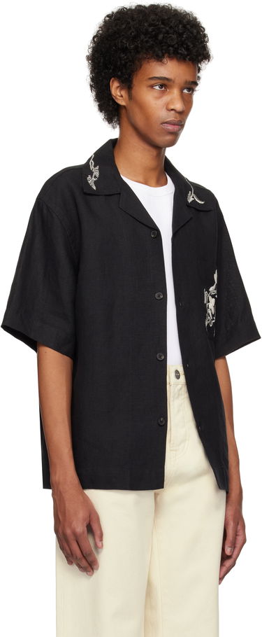 Košeľa Róhe Hand Embroidered Short Sleeve Shirt Čierna | 314-19-084, 1