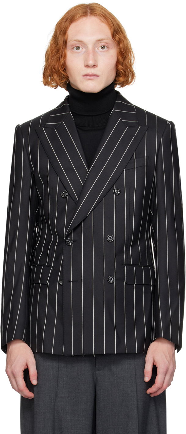 Bunda Dolce & Gabbana Dolce & Gabbana Pinstripe Double-Breasted Blazer Čierna | G2QU4TFR204, 0