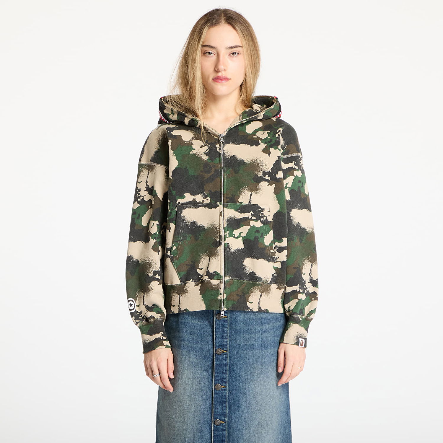 Mikina BAPE A BATHING APE Map Camo Shark Relaxed Fit Full Zip Hoodie Zelené | 001ZPL301001MGRN, 1