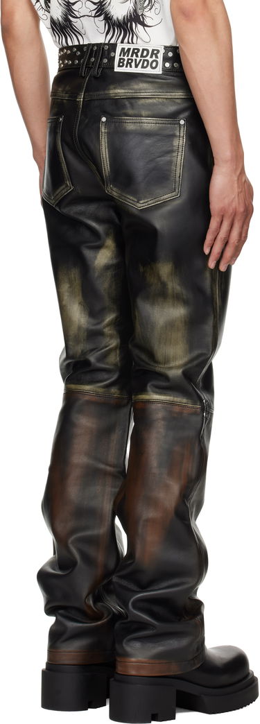 Nohavice a džínsy Who Decides War Who Decides War Ombre Studded Leather Pants Čierna | 1120890031SS25, 2