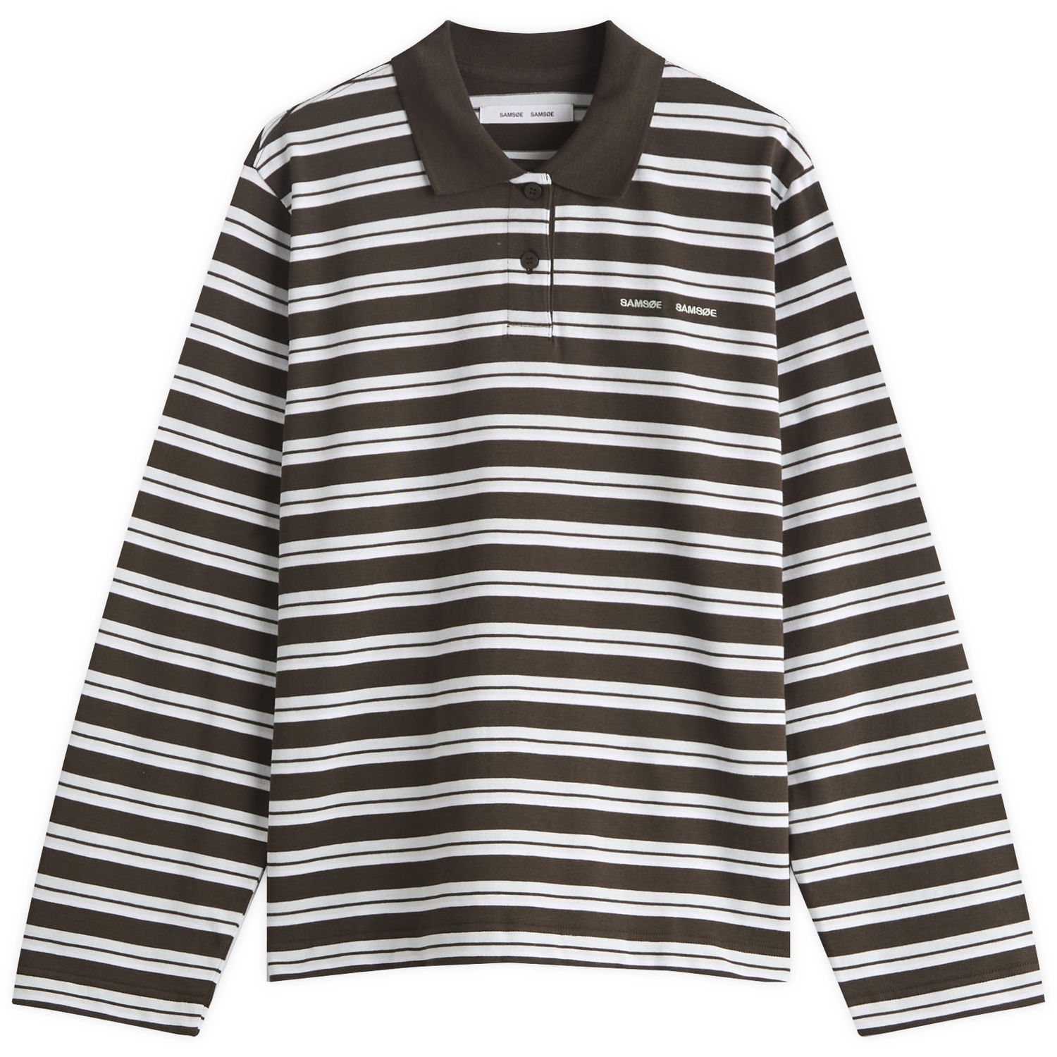 Polo tričko Samsoe Samsoe Samsøe Samsøe Women's Sadover Long Sleeve Striped Polo Hnedá | F25300039-CLR002277, 0