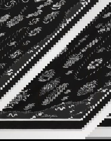 Šál Dolce & Gabbana Dolce & Gabbana Medals-Print Silk Twill Square Scarf Čierna | GQ348EG0WUSHN5QP, 3
