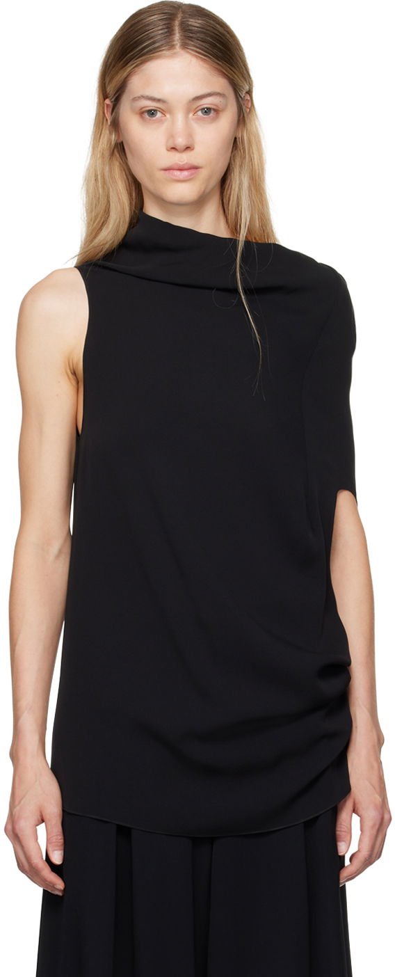 Tielko The Row Draped Cowl Neck Tank Top Čierna | 7997-W3049, 0