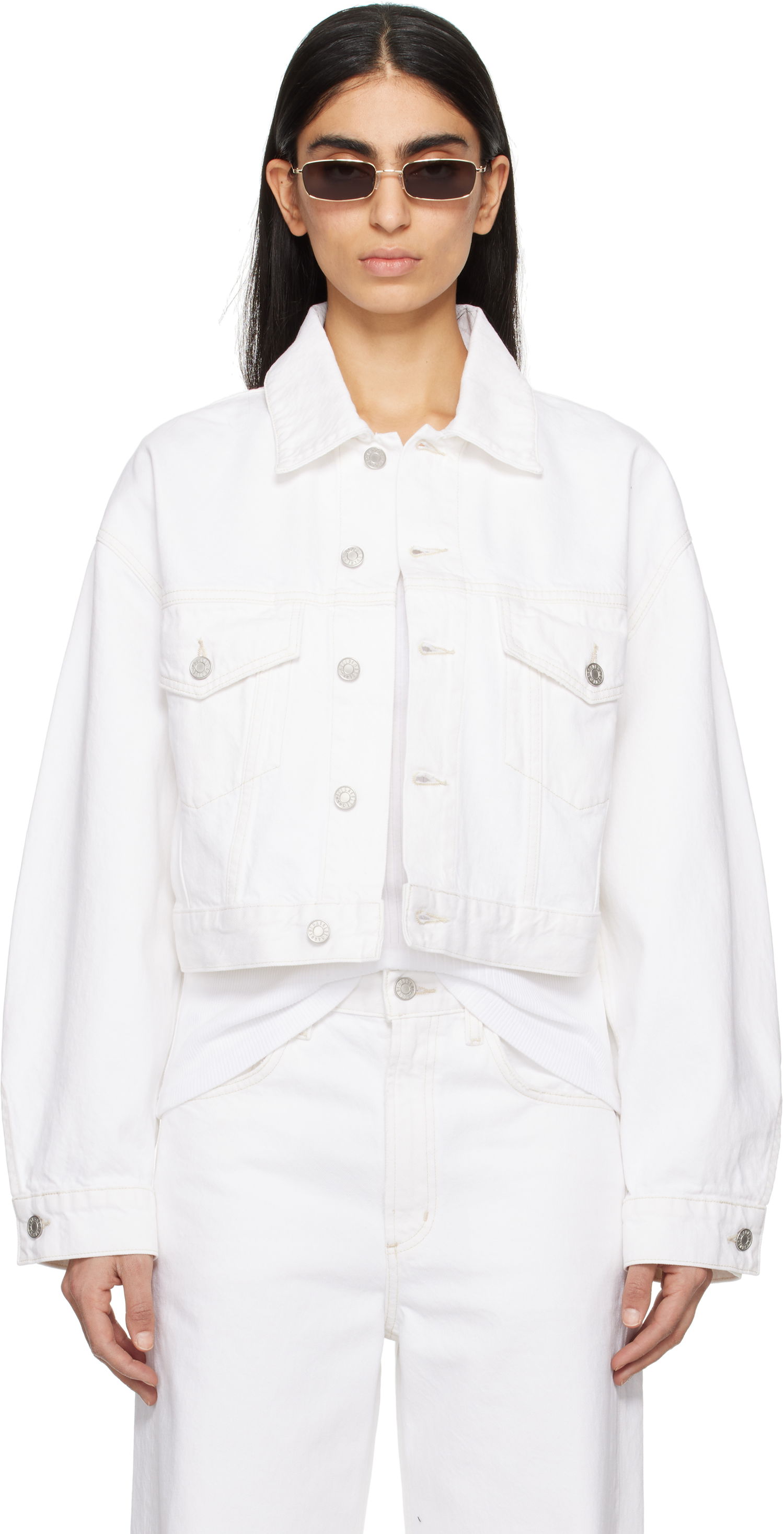 Bunda AGOLDE AGOLDE Palmer Cropped Denim Jacket Biela | A5047-1183, 0