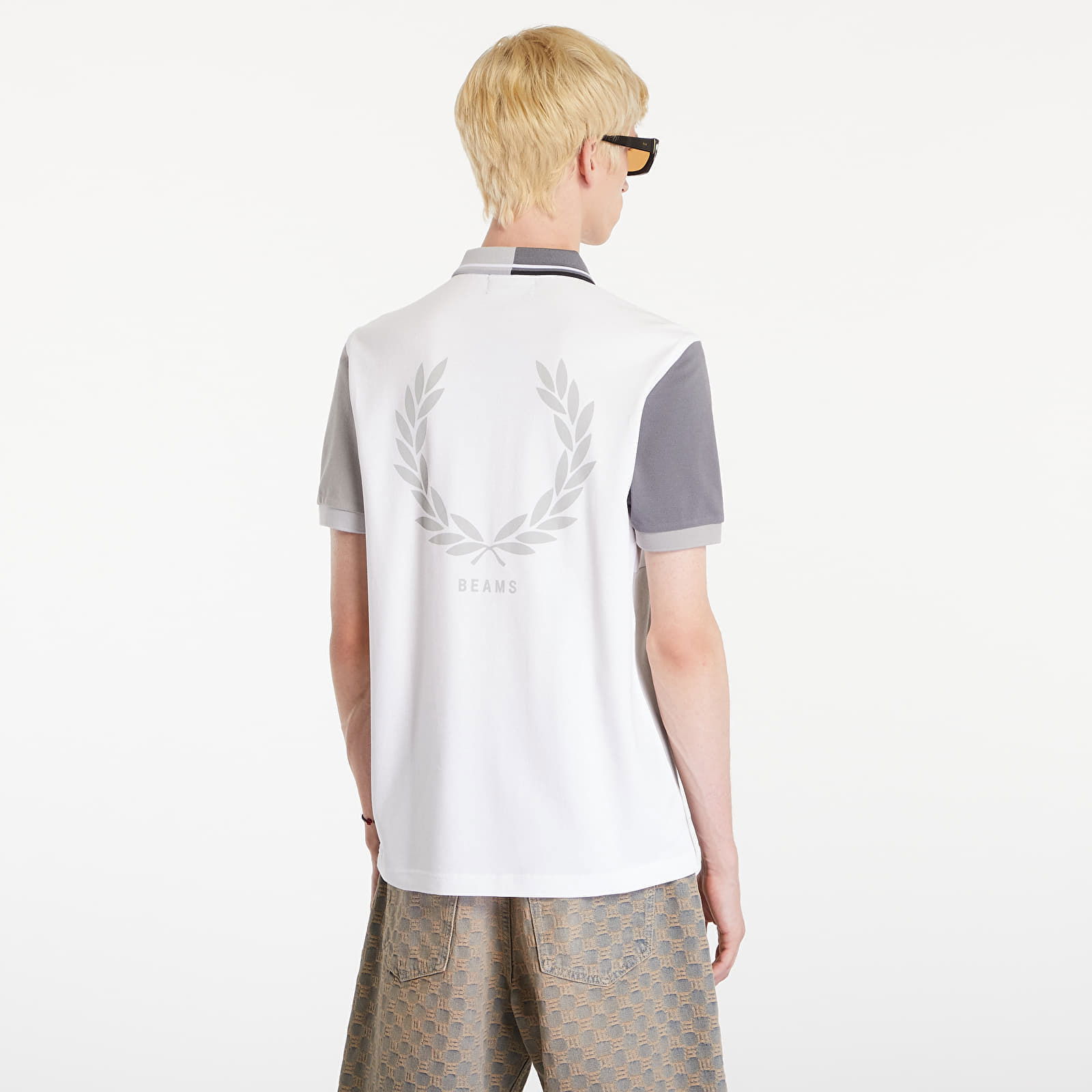 Beams Grid Design Fp Polo T-Shirt White