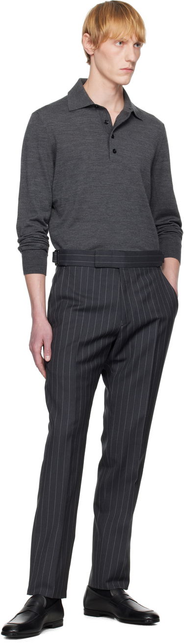 Polo tričko Tom Ford TOM FORD Fine Gauge Wool Polo Šedá | KPL003-YMW070S25, 4