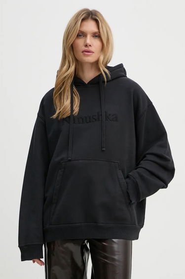 Mikina Nanushka Black Hoodie with Embroidered Logo Čierna | NU24CRSH00199, 0