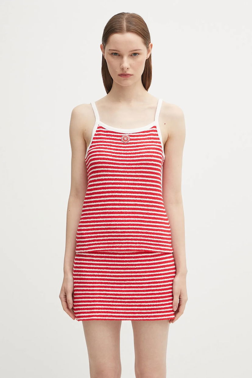 Šaty Sporty & Rich Sporty & Rich Serif Logo Striped Terry Tank Dress Červená | TO083602300ST67