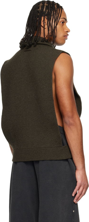 Vesta Jean Paul Gaultier Jean Paul Gaultier Ribbed Knit Collared Full-Zip Sweater Vest Zelené | 25/04-W-PO028-K014-38, 2