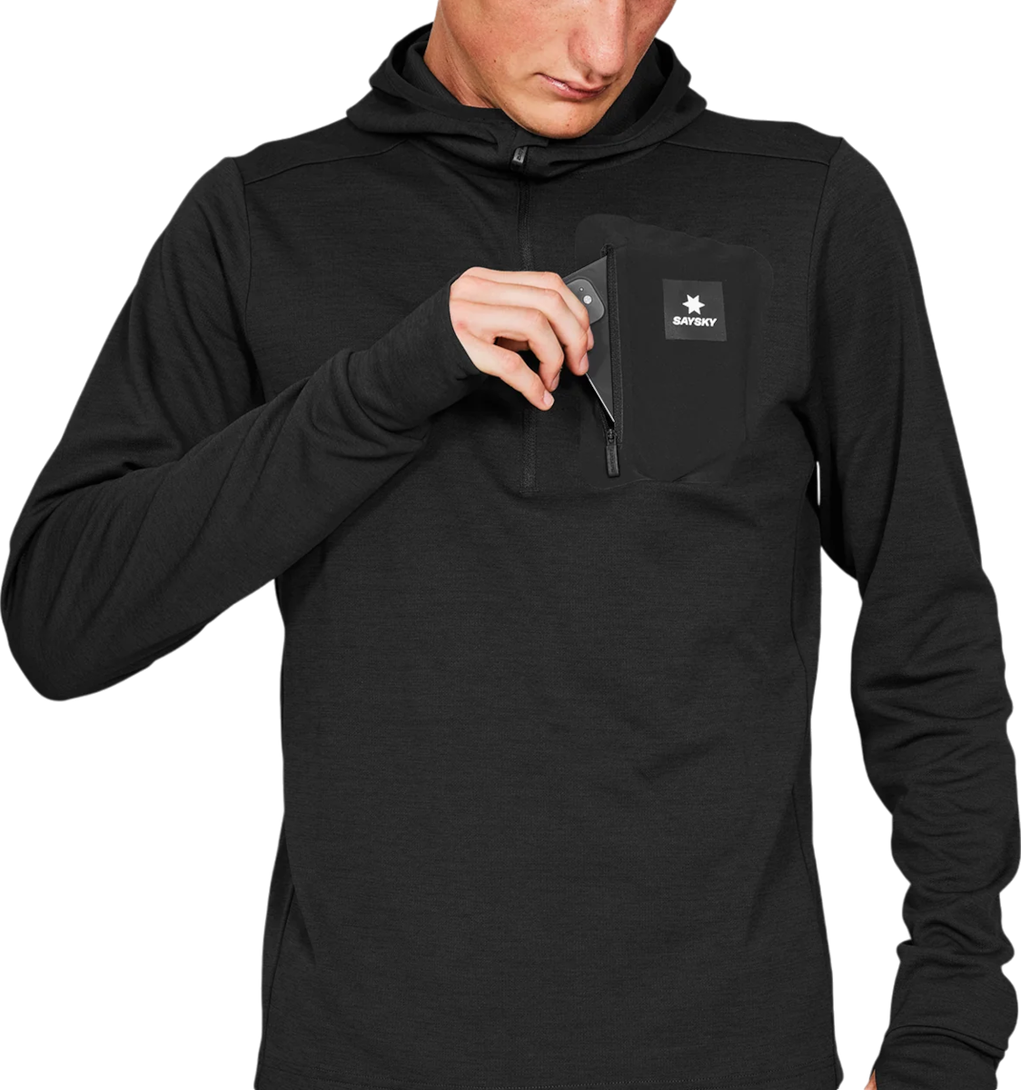 Mikina Saysky Saysky Pace Half Zip Hoodie Čierna | mmrho01c9001, 1