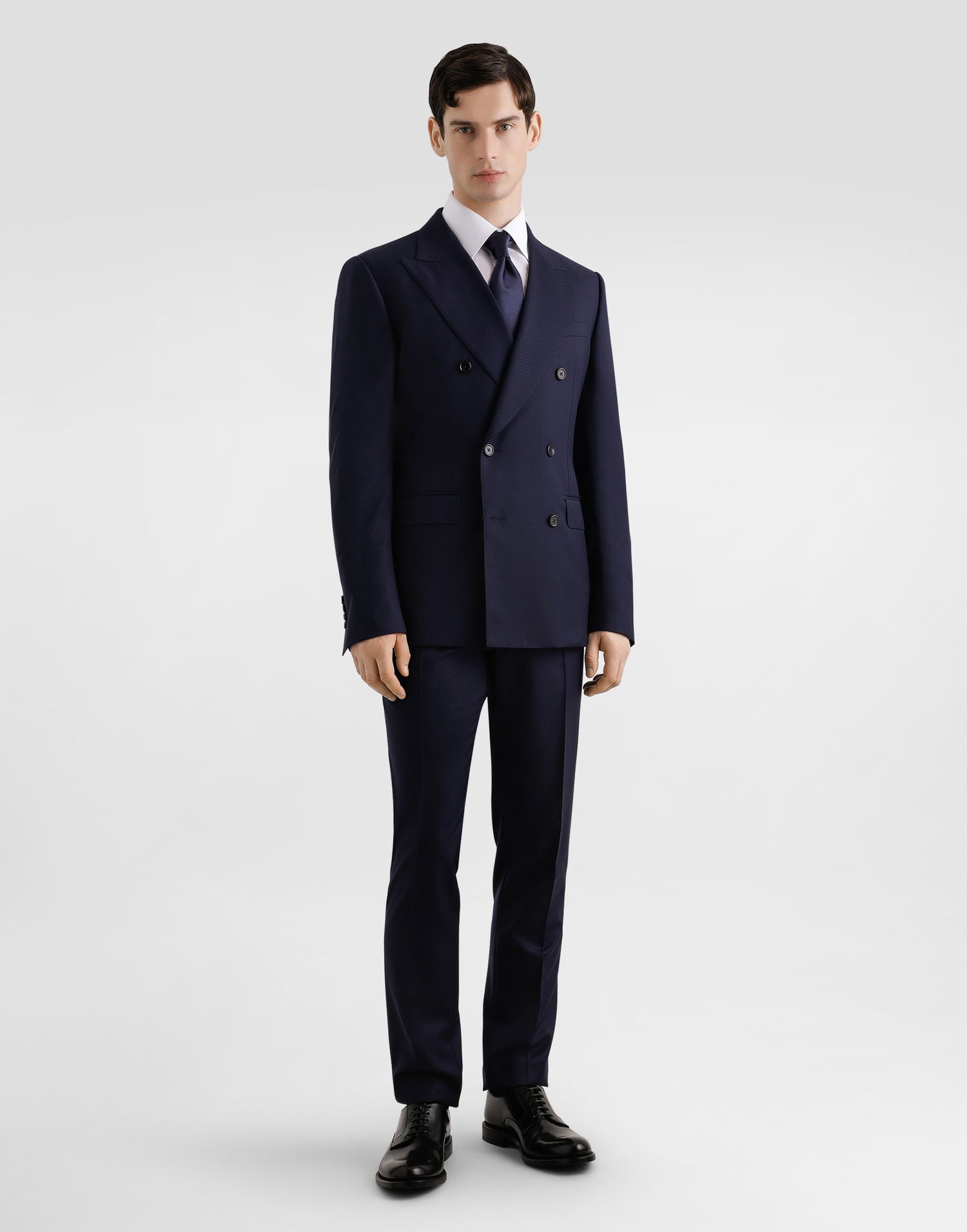 Súprava Dolce & Gabbana Dolce & Gabbana Double-breasted Micro-patterned Wool Suit Navy | GK021TFM2GRS8031, 1