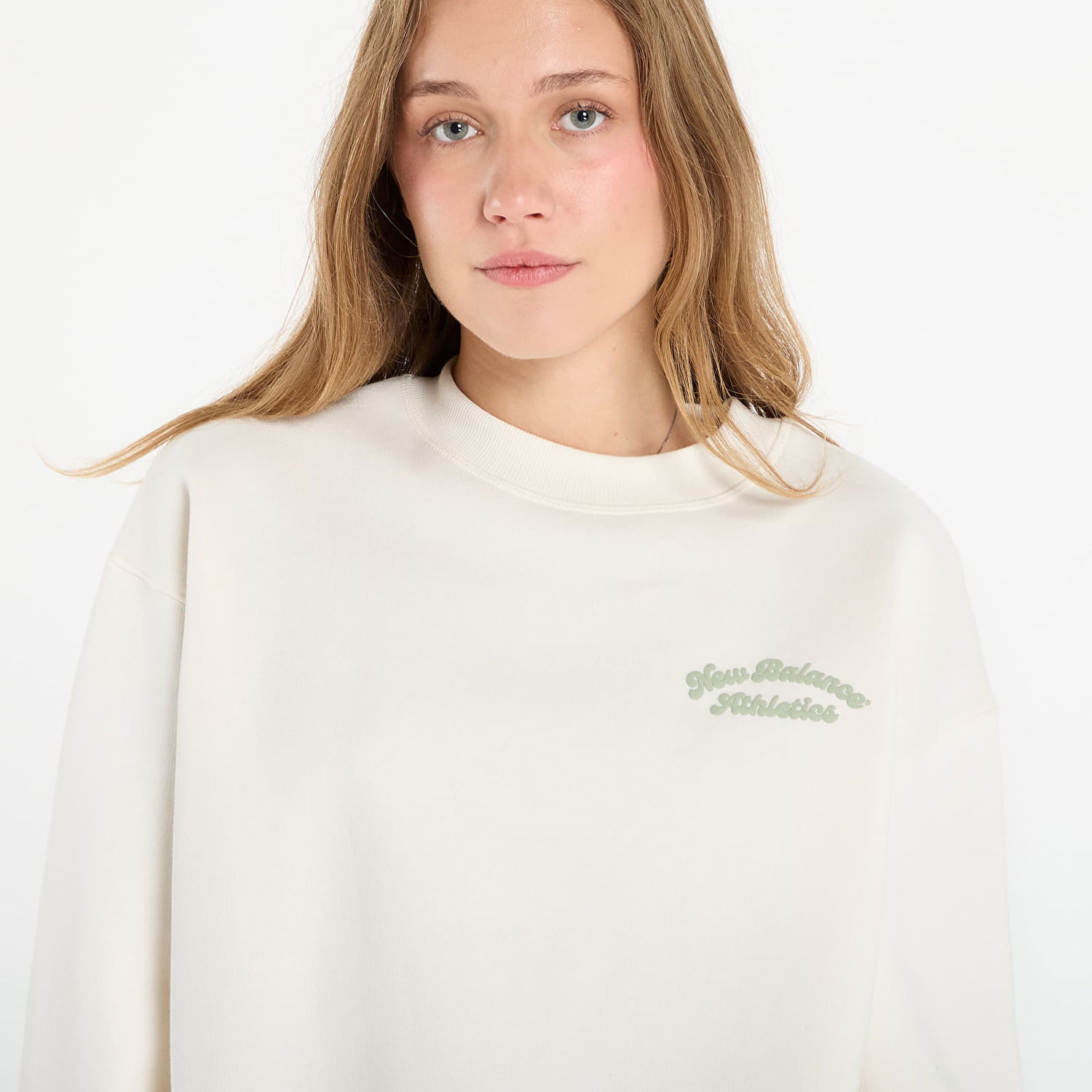 Mikina New Balance New Balance Linear Heritage Fleece Crew Sweatshirt Biela | WT53516PEF, 1