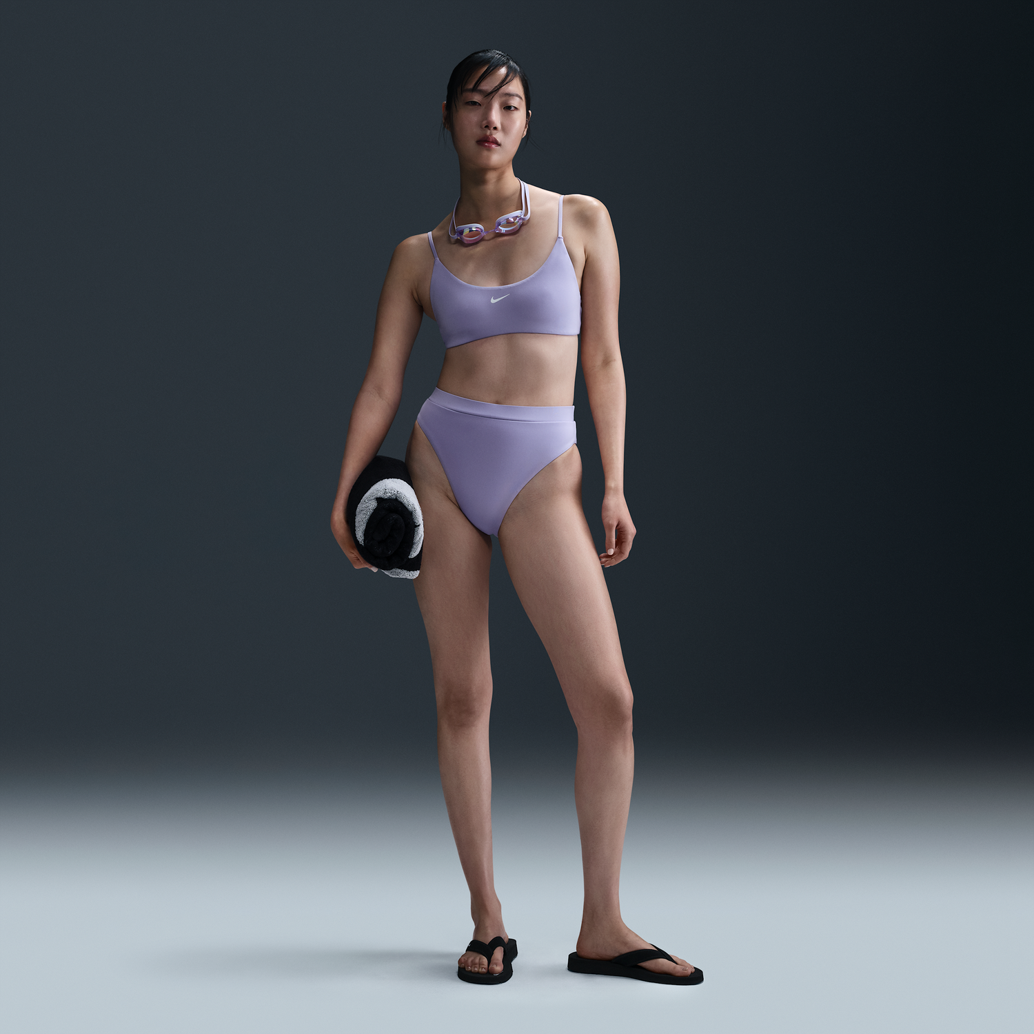 Plavky Nike Essential High-Waist Bikini Bottoms Fialová | DH9951-515, 1