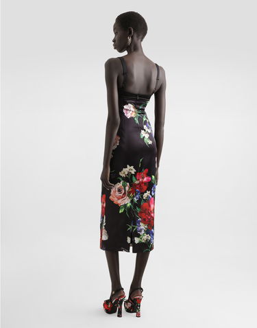 Šaty Dolce & Gabbana Dolce & Gabbana Satin Slip Dress With Floral Print and Bra Detail Čierna | F6TTXTFSIB5HN5PR, 2