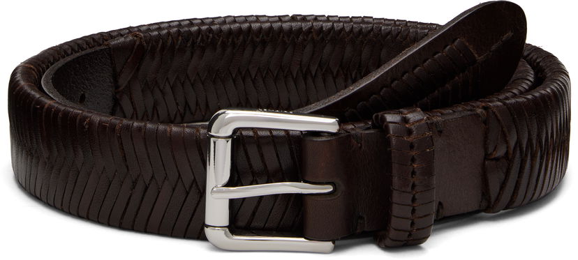 Opasok LEMAIRE LEMAIRE Woven Leather Belt Hnedá | AC1235 LL0172
