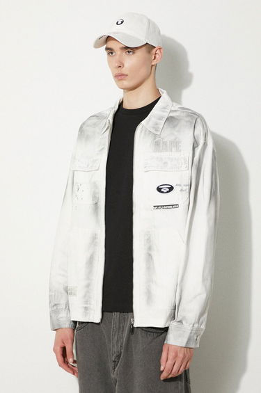 Bunda AAPE by A Bathing Ape AAPE Men's White Denim Jacket AAPLJM7644XBM Biela | AAPLJM7644XBM, 3