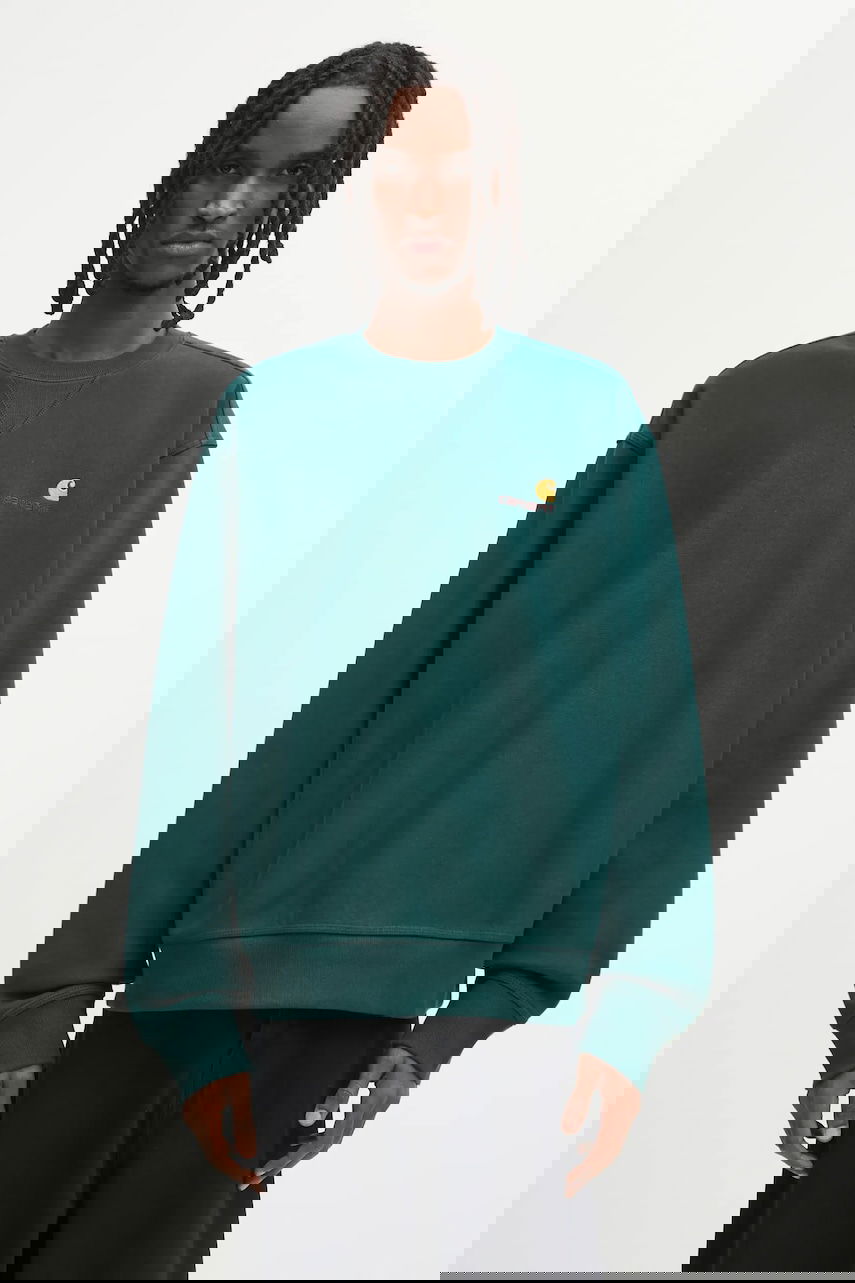 Mikina Carhartt WIP American Script Embroidered Crewneck Sweatshirt Zelené | I025475.05AXX, 0