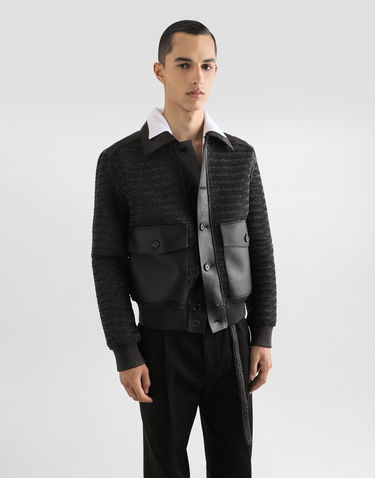 Bunda Dolce & Gabbana Dolce & Gabbana Raffia Mesh and Leather Jacket Čierna | G9BOATGJ218N0000, 3