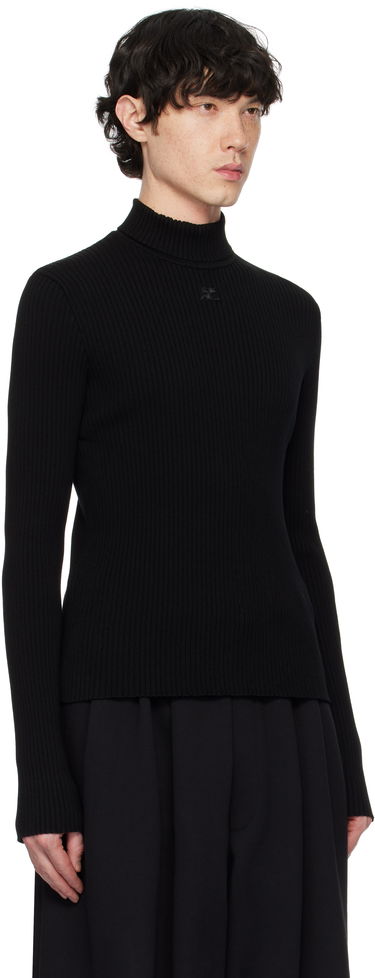 Sveter Courrèges Courrèges Reedition Rib Knit Mockneck Sweater Čierna | PERMPU008FI0001, 1
