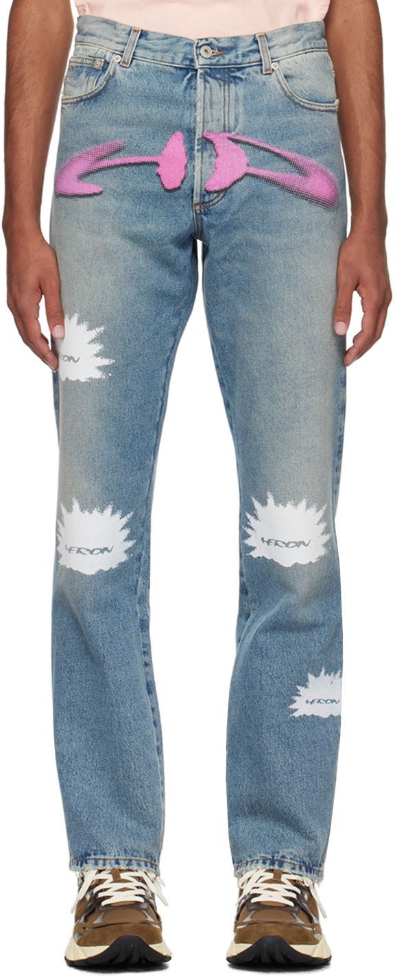 Džínsy HERON PRESTON HP Pattern Jeans Modrá | HMYA011F23DEN0014501, 0