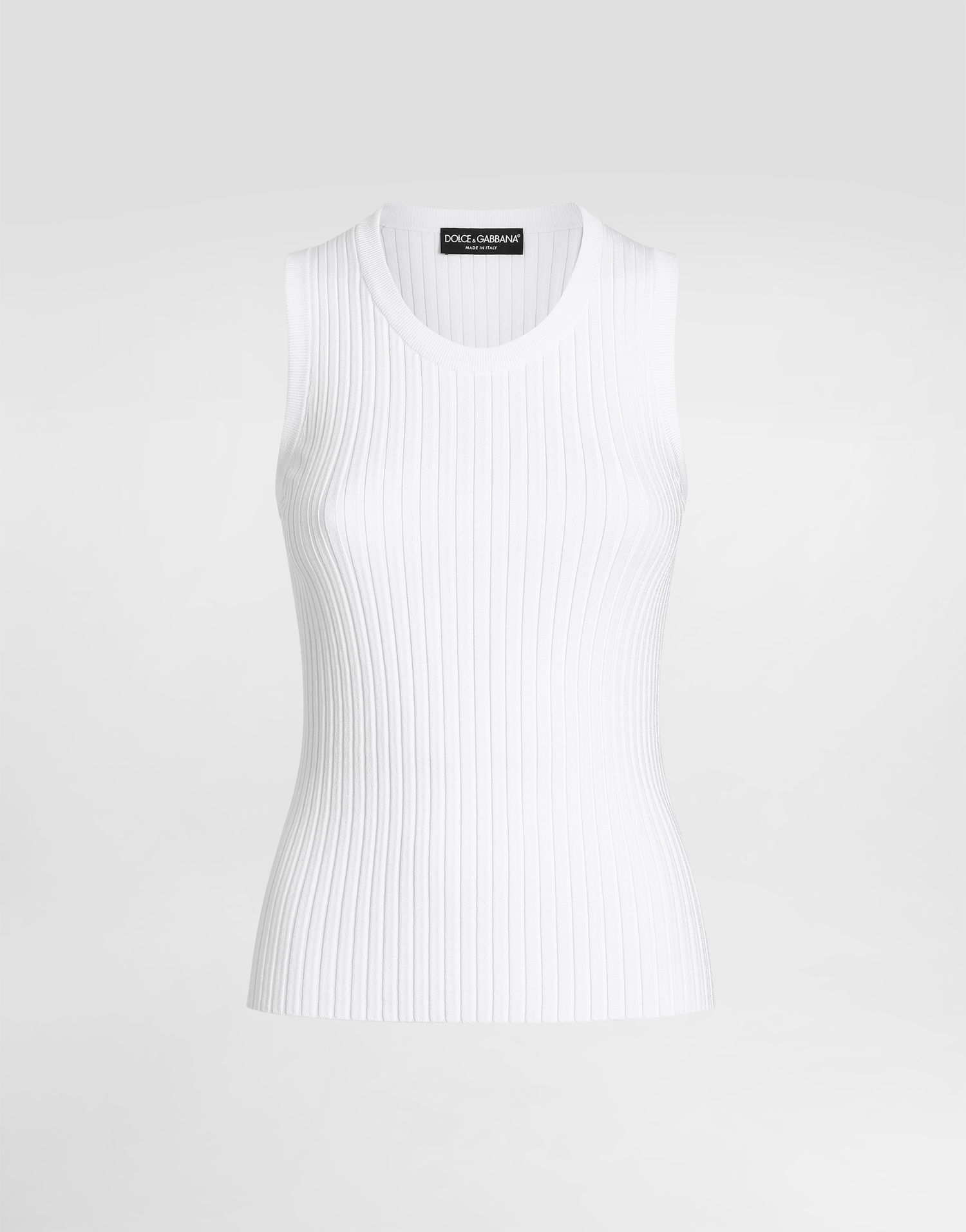 Tielko Dolce & Gabbana Dolce & Gabbana Ribbed Viscose Tank Top Biela | FXT66TJFMZYW0800, 0