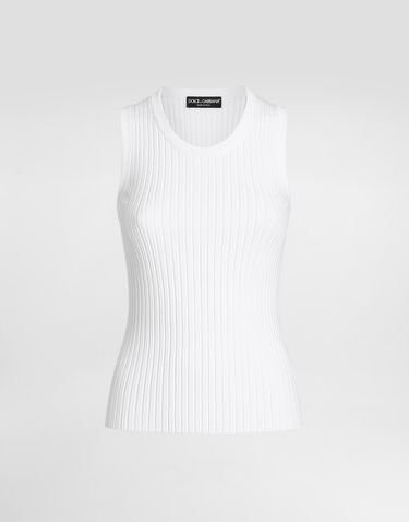 Tielko Dolce & Gabbana Dolce & Gabbana Ribbed Viscose Tank Top Biela | FXT66TJFMZYW0800, 0
