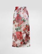 Dolce & Gabbana Rose-Print Chiffon Midi Skirt
