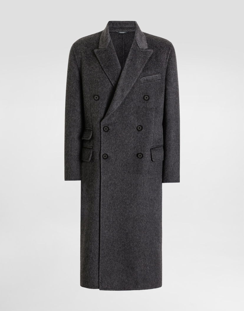 Kabáty Dolce & Gabbana Dolce & Gabbana Double-breasted Wool and Cashmere Coat Šedá | G052NTGJ749S8291