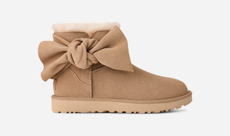 Tenisky a topánky UGG Classic Mini Bow Boot Suede Béžová | 1176310-SAN, 0