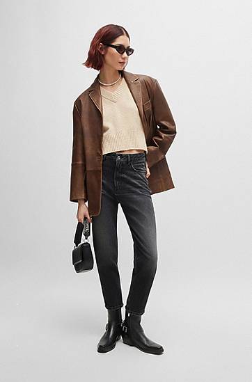 Džínsy BOSS Mom Fit Comfort Stretch Jeans Čierna | 50519927, 1