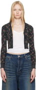 Alexander Wang Floral-Print Waffle Knit Cropped Cardigan