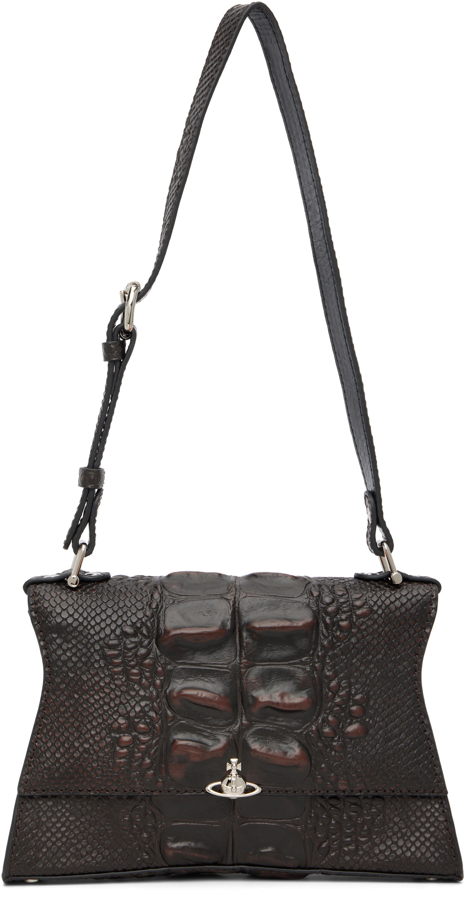 Taška cez rameno Vivienne Westwood Bianca Crocodile-Effect Shoulder Bag Hnedá | 4603000LW-L00BO-, 0