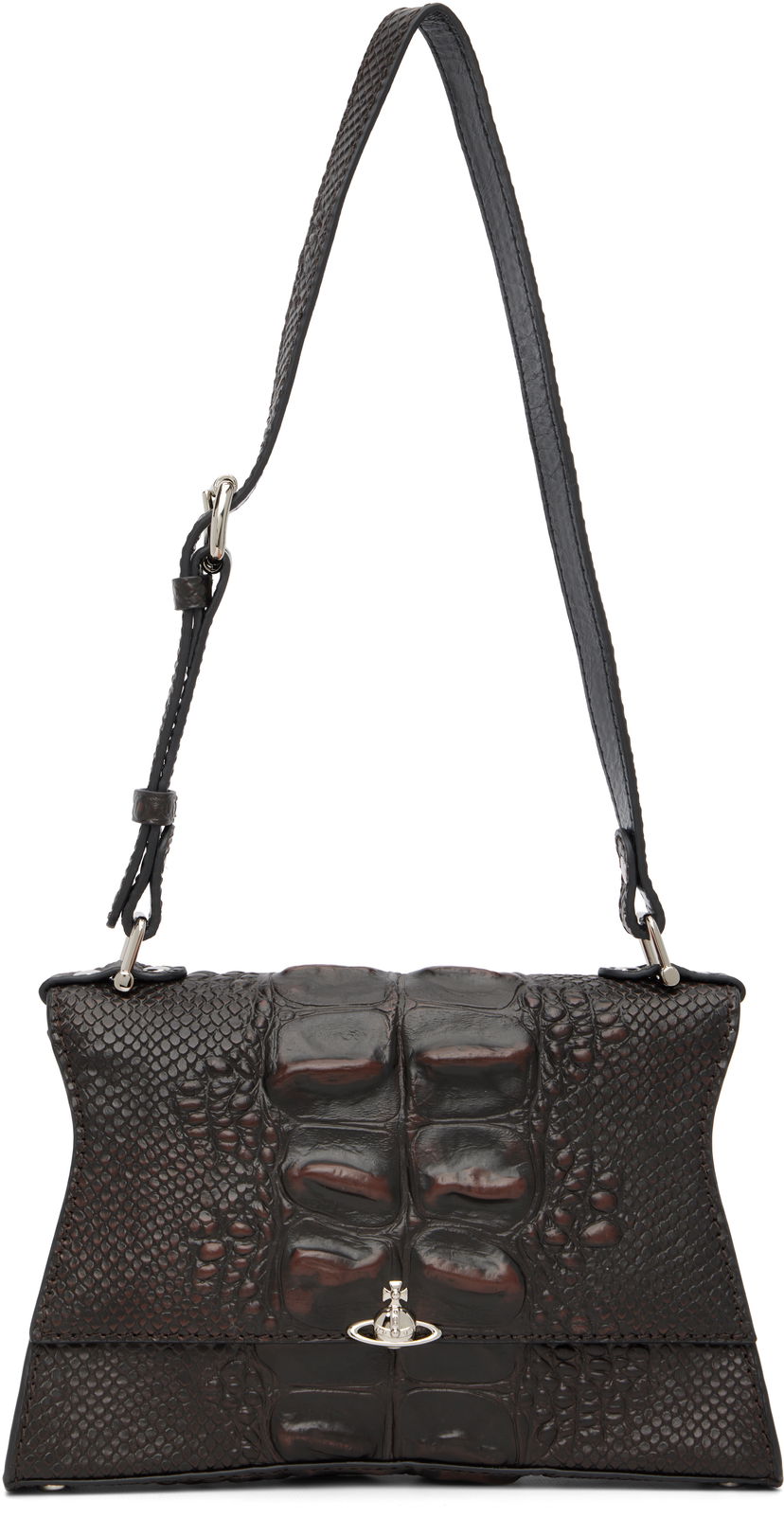 Taška cez rameno Vivienne Westwood Bianca Crocodile-Effect Shoulder Bag Hnedá | 4603000LW-L00BO-