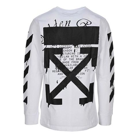 Tričko Off-White Off-White Dripping Arrows Logo Long Sleeve T-Shirt Biela | OMAB001R201850050110