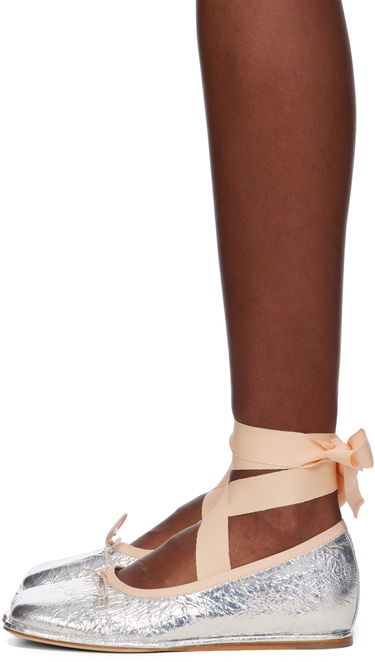 Starostlivosť o obuv Simone Rocha Simone Rocha Ribbon Bow Ballerina Flats Metalická | RMP17 0781, 2