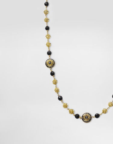 Náhrdelník Dolce & Gabbana Dolce & Gabbana Sicily 18K Gold, Black Sapphires & Jade Necklace Čierna | WNKS1GWSABKZOO00, 1