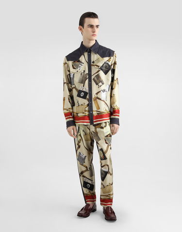 Košeľa Dolce & Gabbana Dolce & Gabbana Silk & Denim Lighter Print Shirt Béžová | G5MO3DG8MD8S9001, 1